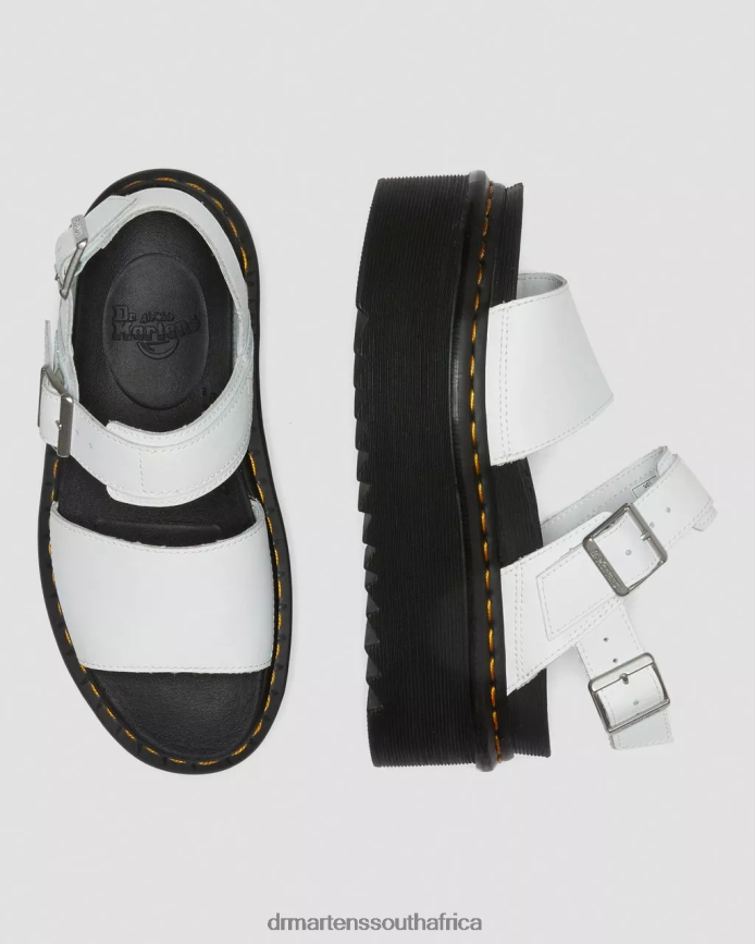 Voss Leather Strap Platform Sandals Dr. Martens Unisex Footwear 2J208N270 White Hydro