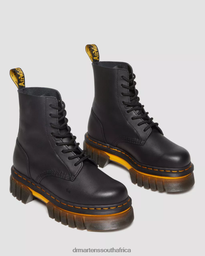 Audrick Contrast Sole Leather Platform Ankle Boots Dr. Martens Women Footwear 2J208N149 Black Polished Lucido