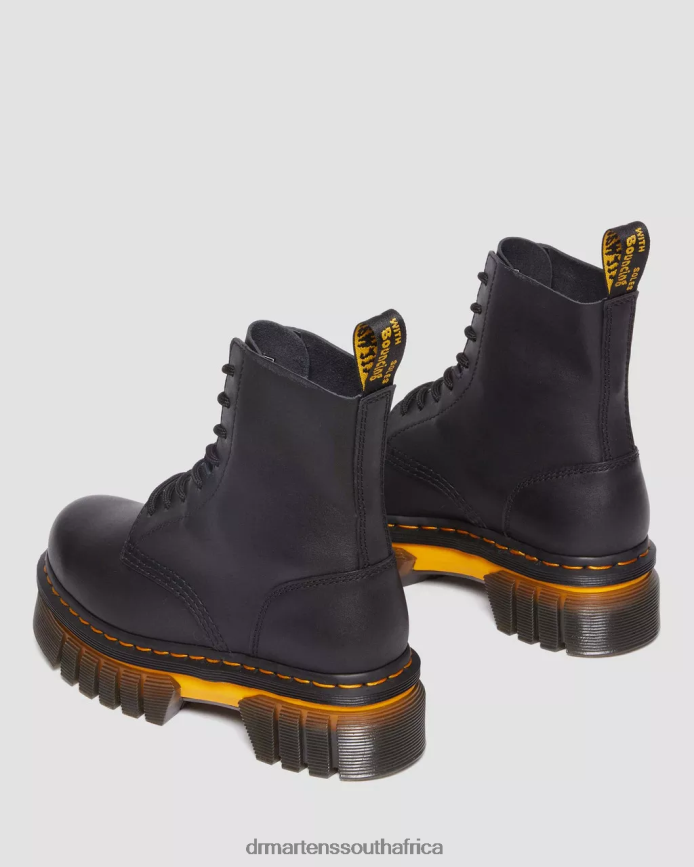 Audrick Contrast Sole Leather Platform Ankle Boots Dr. Martens Women Footwear 2J208N149 Black Polished Lucido