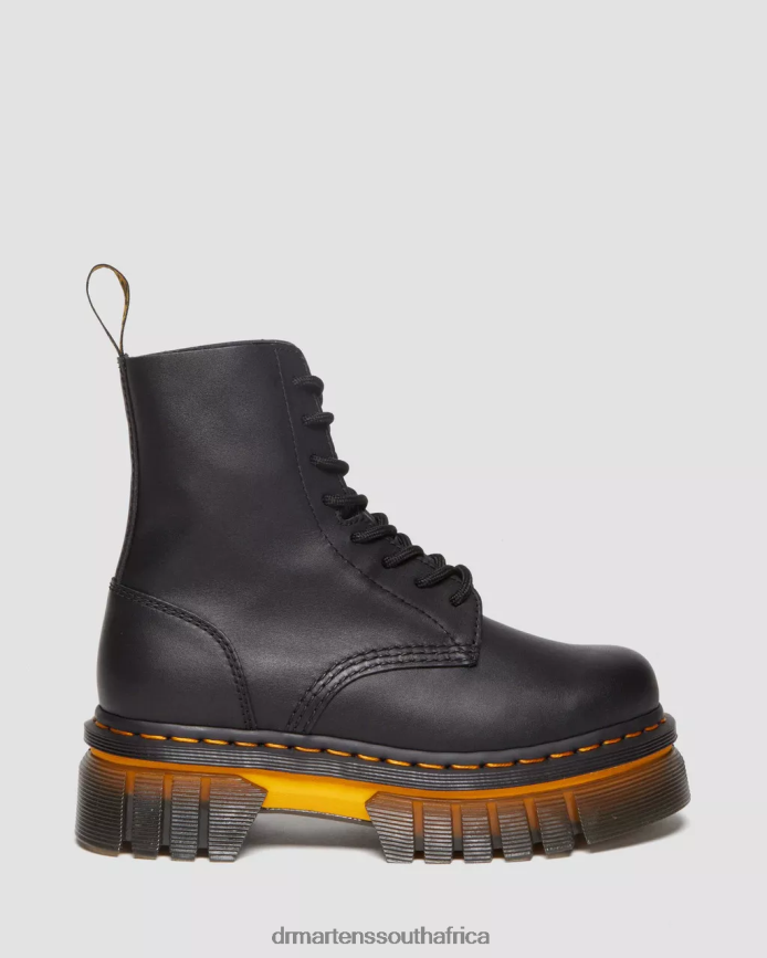 Audrick Contrast Sole Leather Platform Ankle Boots Dr. Martens Women Footwear 2J208N149 Black Polished Lucido