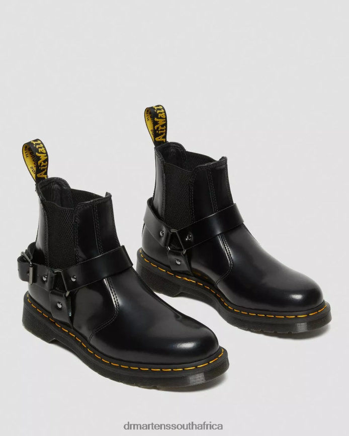 Wincox Smooth Leather Buckle Boots Dr. Martens Women Footwear 2J208N134 Black Polished Smooth