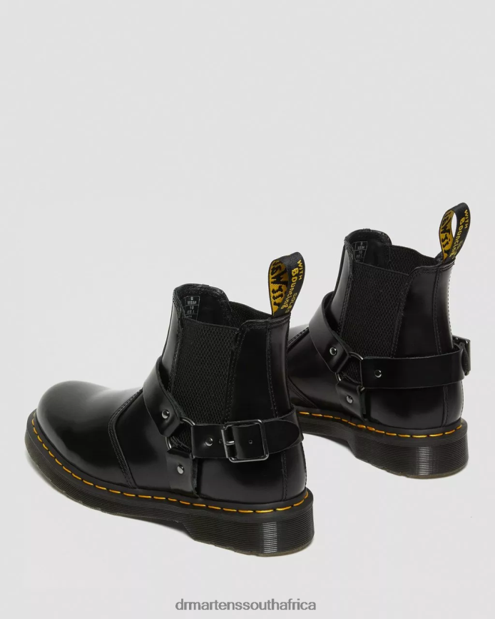 Wincox Smooth Leather Buckle Boots Dr. Martens Women Footwear 2J208N134 Black Polished Smooth