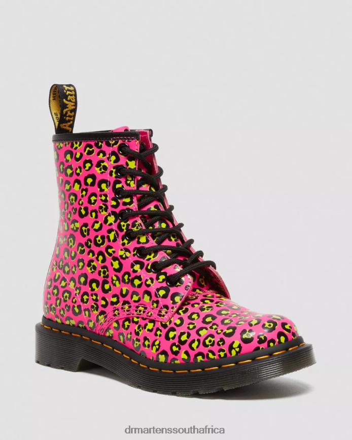 1460 Leopard Smooth Leather Lace Up Boots Dr. Martens Women Footwear 2J208N117 Pink Smooth