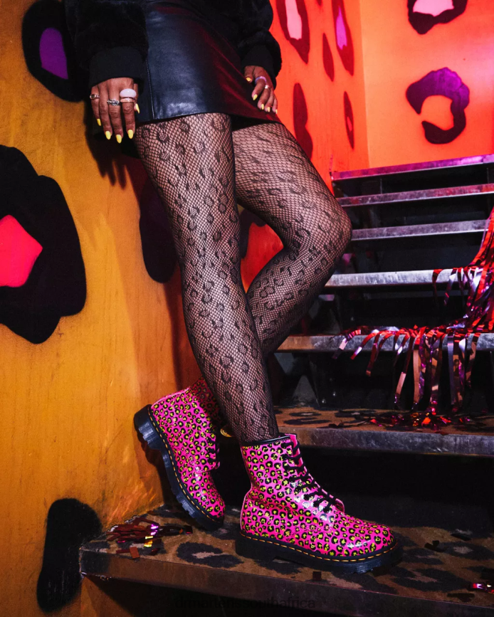 1460 Leopard Smooth Leather Lace Up Boots Dr. Martens Women Footwear 2J208N117 Pink Smooth