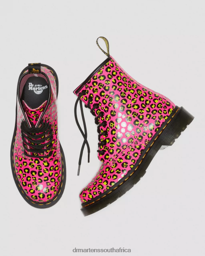 1460 Leopard Smooth Leather Lace Up Boots Dr. Martens Women Footwear 2J208N117 Pink Smooth
