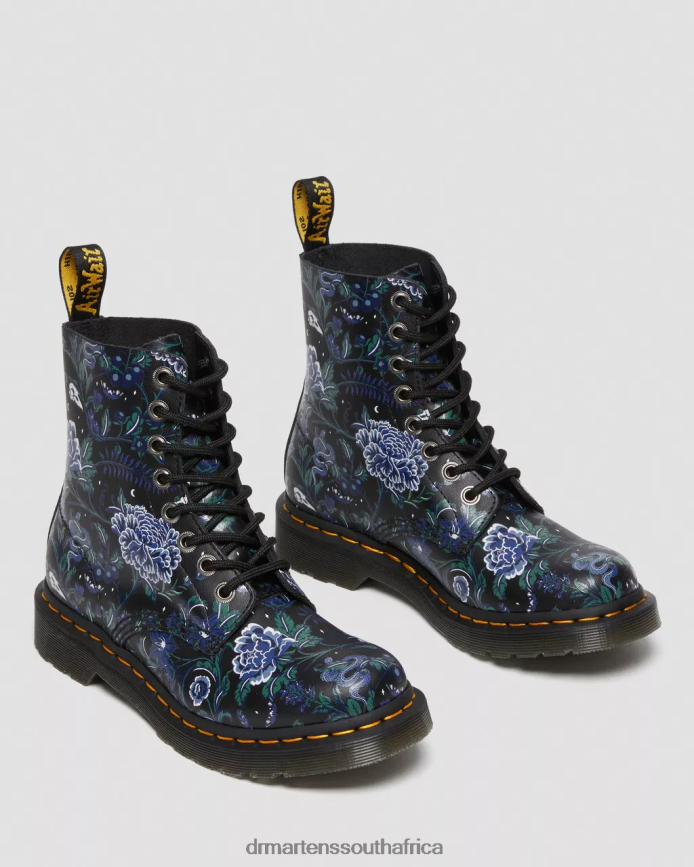 1460 Pascal Mystic Floral Lace Up Boots Dr. Martens Women Footwear 2J208N88 Black Phantom Floral Shadow Backhand