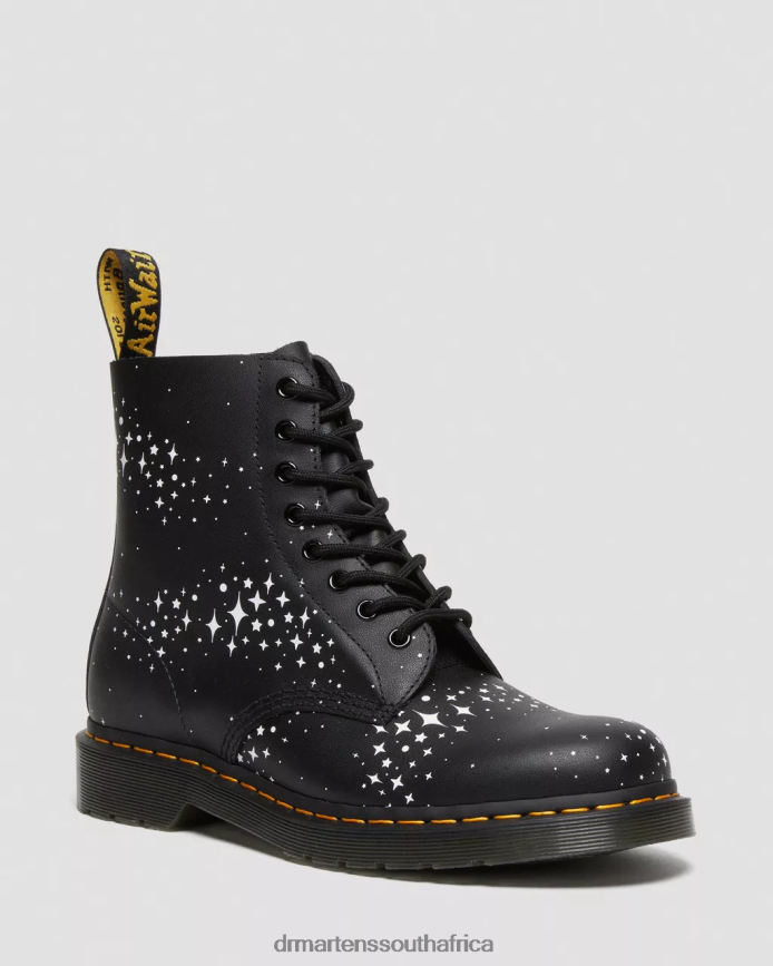 1460 Pascal Stars Leather Lace Up Boots Dr. Martens Women Footwear 2J208N114 Black Phantom Floral Shadow Backhand