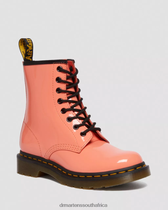 1460 Patent Leather Lace Up Boots Dr. Martens Women Footwear 2J208N135 Coral Lucido & Patent Lamper