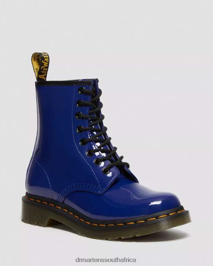 1460 Patent Leather Lace Up Boots Dr. Martens Women Footwear 2J208N151 Blue Lucido & Patent Lamper