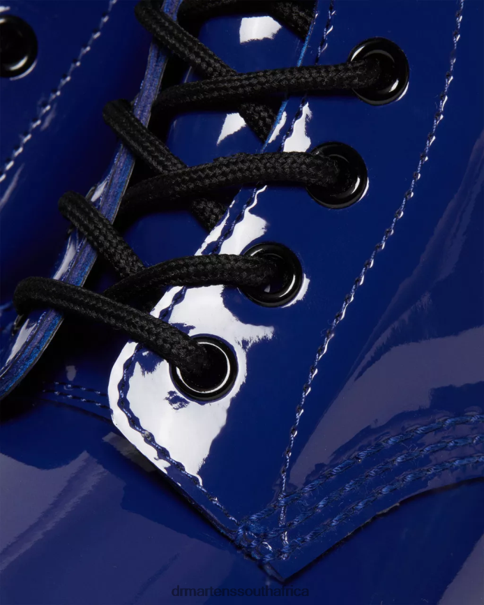 1460 Patent Leather Lace Up Boots Dr. Martens Women Footwear 2J208N151 Blue Lucido & Patent Lamper