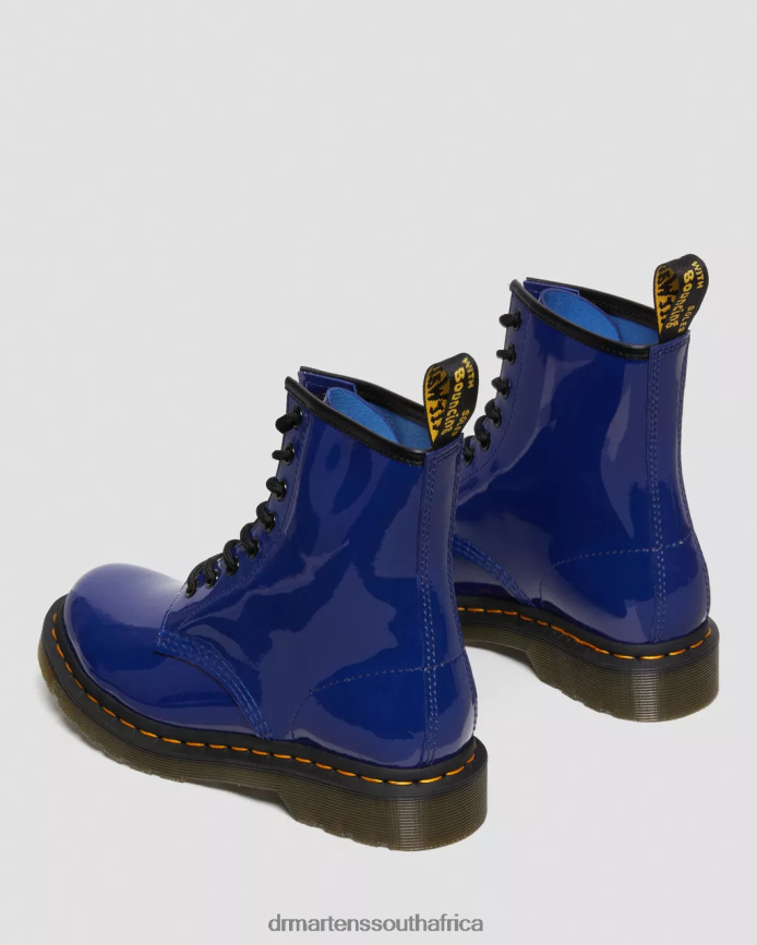 1460 Patent Leather Lace Up Boots Dr. Martens Women Footwear 2J208N151 Blue Lucido & Patent Lamper