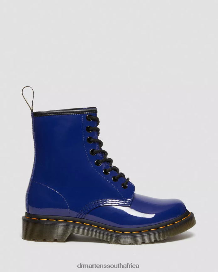 1460 Patent Leather Lace Up Boots Dr. Martens Women Footwear 2J208N151 Blue Lucido & Patent Lamper