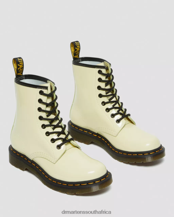 1460 Patent Leather Lace Up Boots Dr. Martens Women Footwear 2J208N154 Cream Lucido & Patent Lamper
