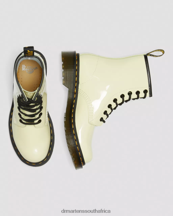 1460 Patent Leather Lace Up Boots Dr. Martens Women Footwear 2J208N154 Cream Lucido & Patent Lamper