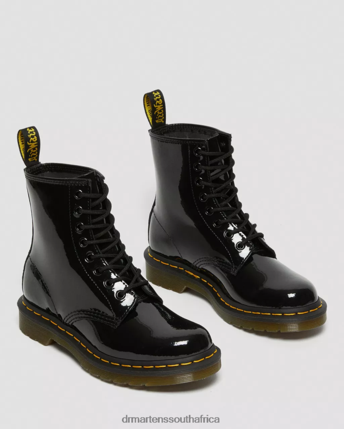 1460 Patent Leather Lace Up Boots Dr. Martens Women Footwear 2J208N6 Black Lucido & Patent Lamper