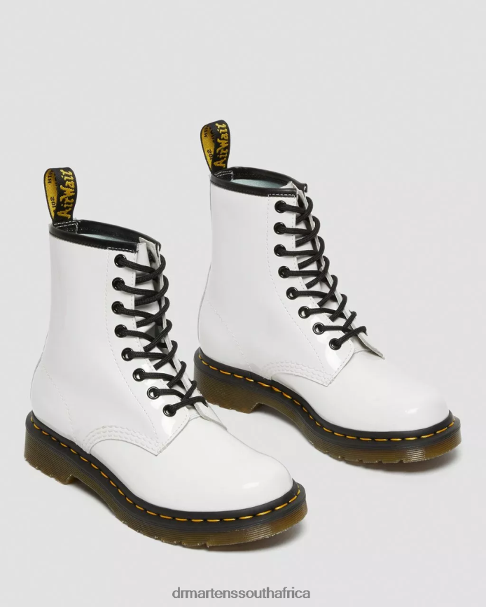1460 Patent Leather Lace Up Boots Dr. Martens Women Footwear 2J208N93 White Lucido & Patent Lamper