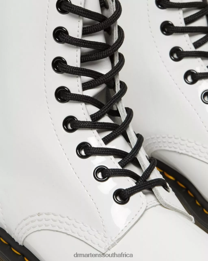1460 Patent Leather Lace Up Boots Dr. Martens Women Footwear 2J208N93 White Lucido & Patent Lamper