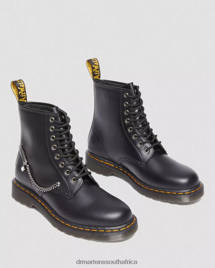 1460 Swarovski Leather Lace Up Boots Dr. Martens Women Footwear 2J208N73 Black Smooth