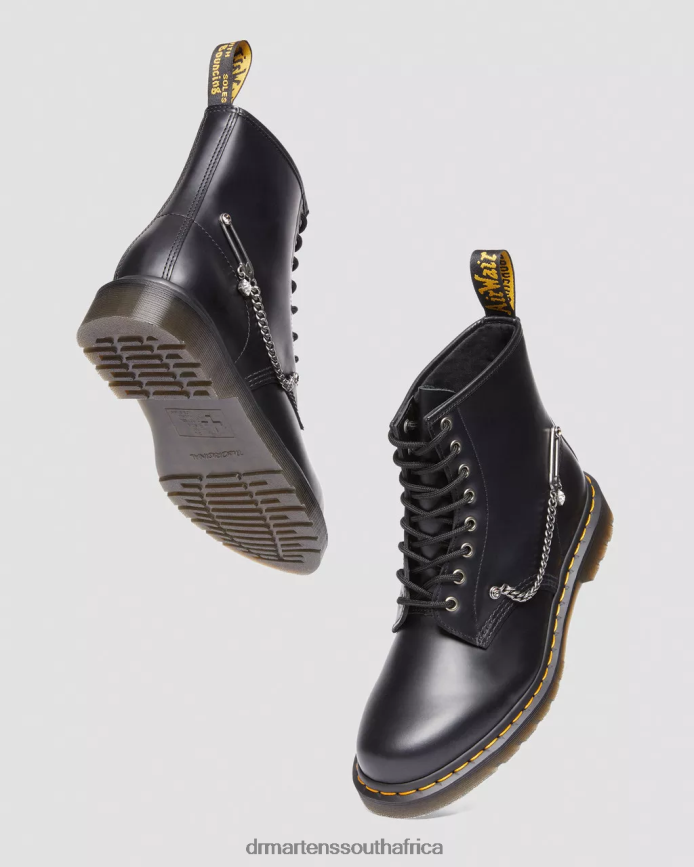 1460 Swarovski Leather Lace Up Boots Dr. Martens Women Footwear 2J208N73 Black Smooth