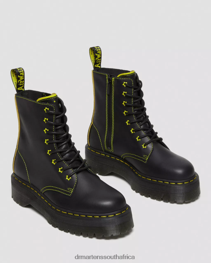Jadon II Boot Neon Star Leather Platforms Dr. Martens Women Footwear 2J208N162 Black & Yellow Sendal & Romario