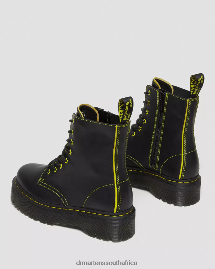 Jadon II Boot Neon Star Leather Platforms Dr. Martens Women Footwear 2J208N162 Black & Yellow Sendal & Romario