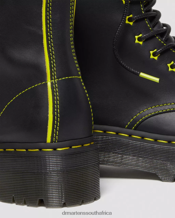 Jadon II Boot Neon Star Leather Platforms Dr. Martens Women Footwear 2J208N162 Black & Yellow Sendal & Romario