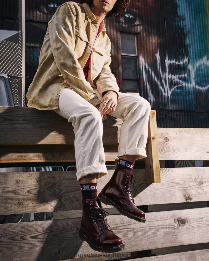 Vegan 1460 Lace Up Boots Dr. Martens Women Footwear 2J208N28 Cherry Red Oxford Rub Off