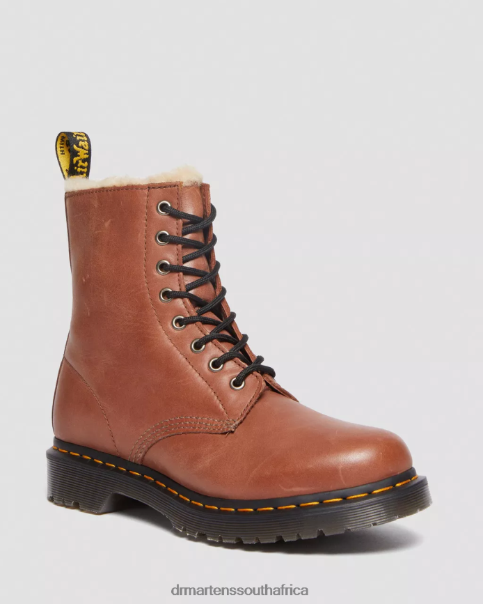 1460 Serena Faux Fur-Lined Leather Boots Dr. Martens Women Footwear 2J208N25 Tan Farrier