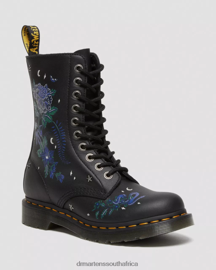 1490 Mystic Floral Leather Mid-Calf Boots Dr. Martens Women Footwear 2J208N364 Black Floral Mash Up K Hydro