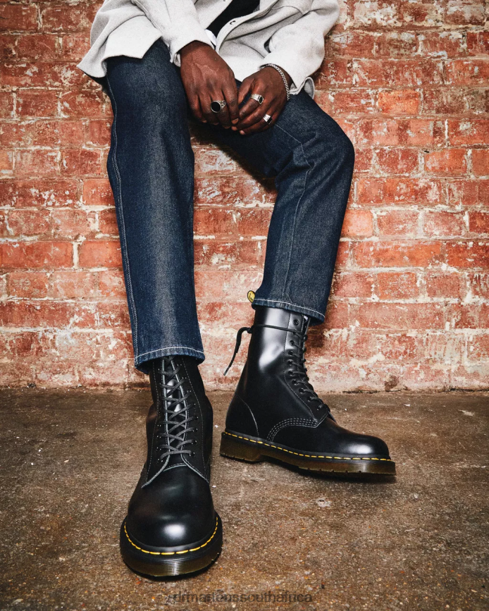 1490 Smooth Leather Mid Calf Boots Dr. Martens Women Footwear 2J208N360 Black Smooth