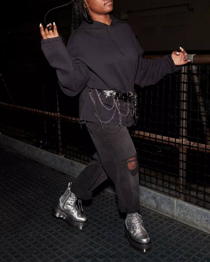 Jadon Max Boot Metallic Leather Platforms Dr. Martens Women Footwear 2J208N185 Silver Metallic Metallic Tumble