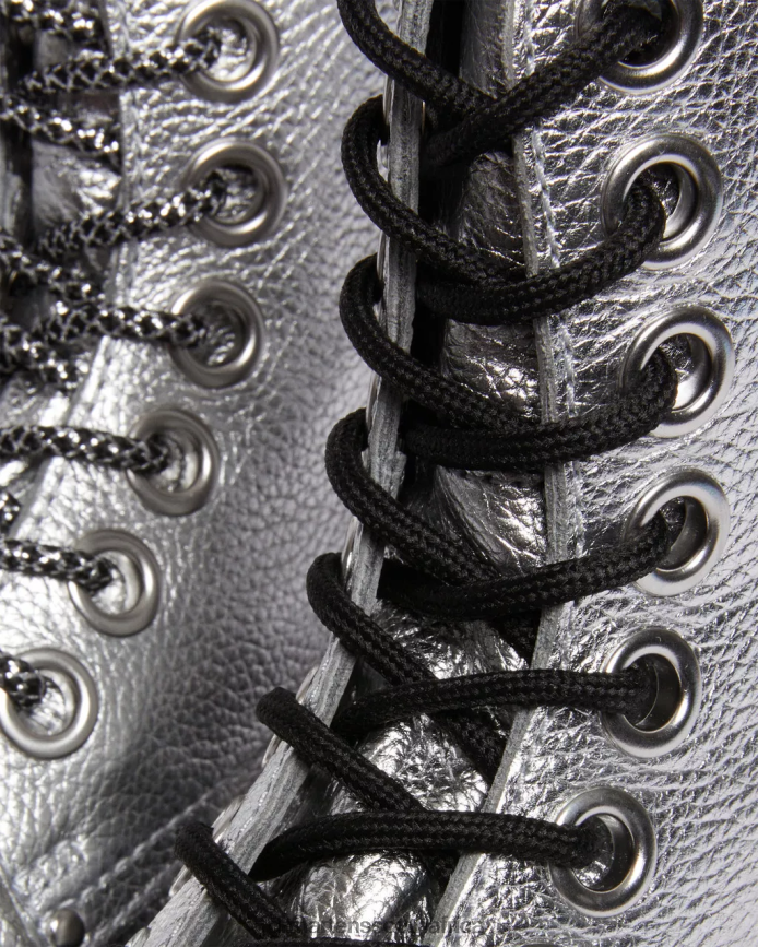Jadon Max Boot Metallic Leather Platforms Dr. Martens Women Footwear 2J208N185 Silver Metallic Metallic Tumble