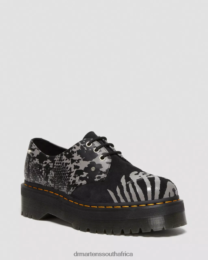 1461 Animal Clash Leather Suede Platform Shoes Dr. Martens Women Footwear 2J208N237 Black Grey Phantom Floral Shadow Backhand 2J208N237 Fashion Forward Dr. Martens South Africa Comfortable and quality...