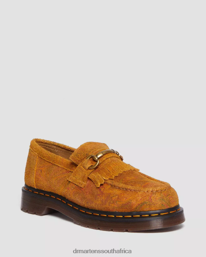 Adrian Snaffle Marbled Suede Tassel Loafers Dr. Martens Women Footwear 2J208N391 Brown & Mustard Marbled Hairy Suede