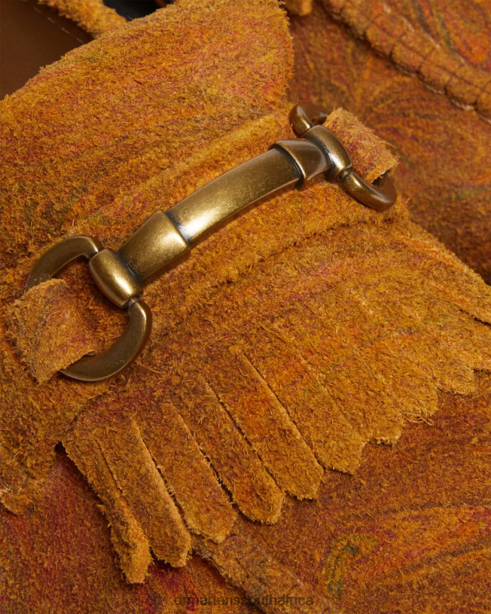 Adrian Snaffle Marbled Suede Tassel Loafers Dr. Martens Women Footwear 2J208N391 Brown & Mustard Marbled Hairy Suede