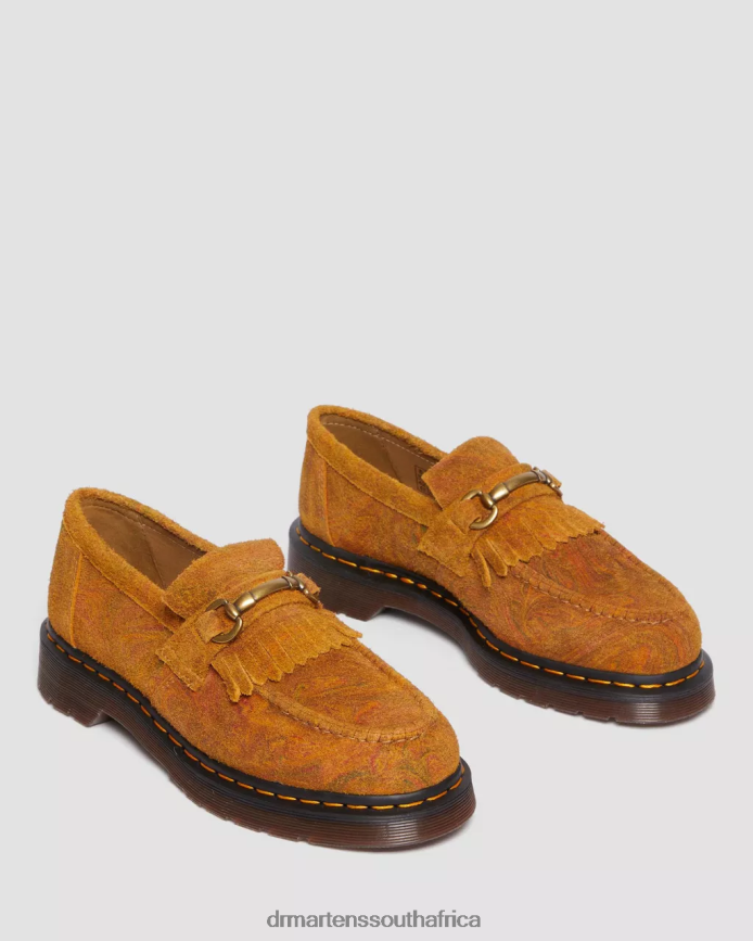 Adrian Snaffle Marbled Suede Tassel Loafers Dr. Martens Women Footwear 2J208N391 Brown & Mustard Marbled Hairy Suede