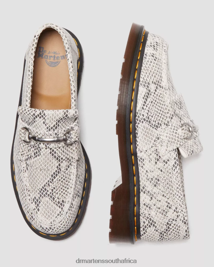 Adrian Snaffle Python Print Suede Loafers Dr. Martens Women Footwear 2J208N377 Sand & Black Python Print Suede