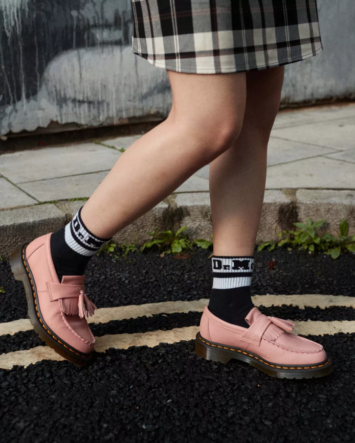 Adrian Virginia Leather Tassel Loafers Dr. Martens Women Footwear 2J208N379 Peach Beige Virginia