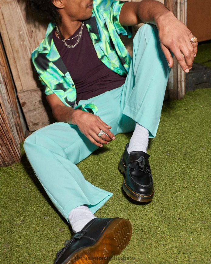 Adrian Yellow Stitch Leather Tassel Loafers Dr. Martens Women Footwear 2J208N367 Black Smooth