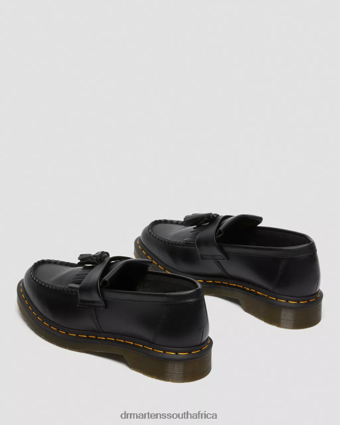 Adrian Yellow Stitch Leather Tassel Loafers Dr. Martens Women Footwear 2J208N367 Black Smooth