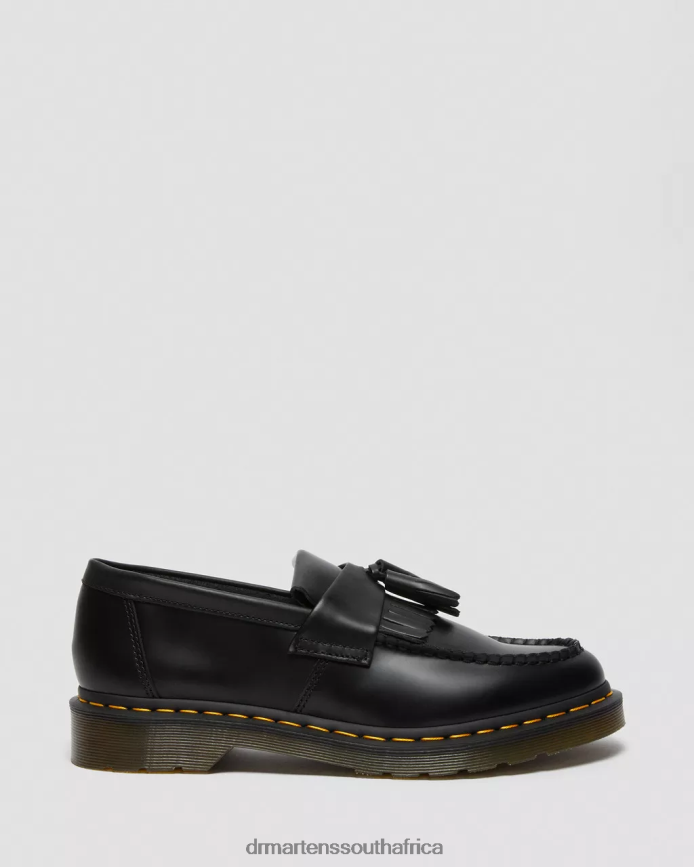 Adrian Yellow Stitch Leather Tassel Loafers Dr. Martens Women Footwear 2J208N367 Black Smooth