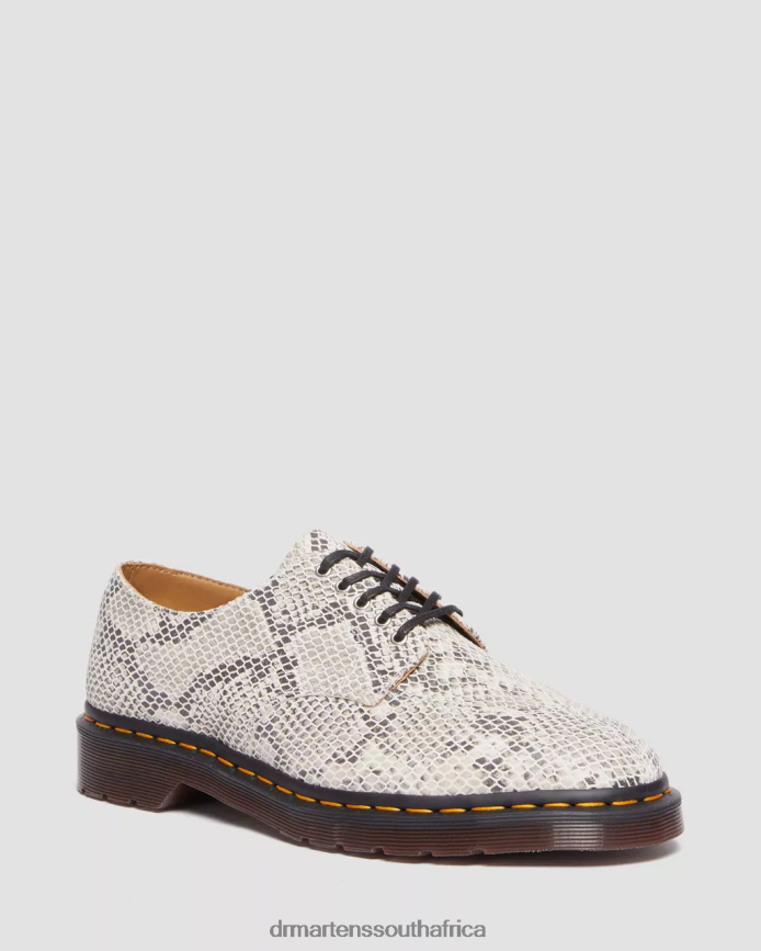 2046 Snake Print Suede Oxford Shoes Dr. Martens Women Footwear 2J208N315 Sand & Black Python Print Suede