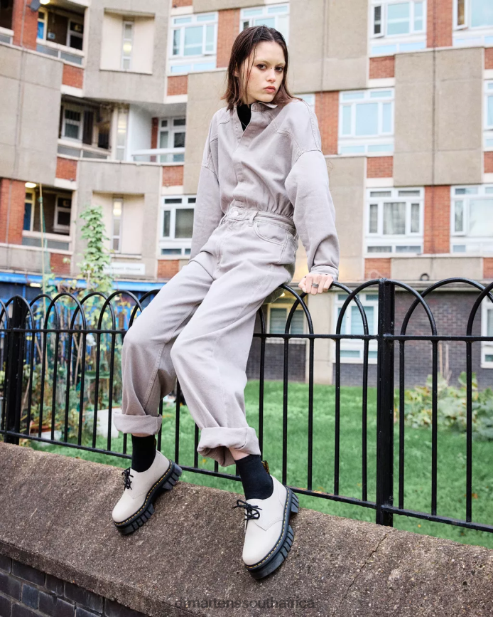 Audrick Nappa Leather Platform Shoes Dr. Martens Women Footwear 2J208N232 Cobblestone Grey Nappa Lux