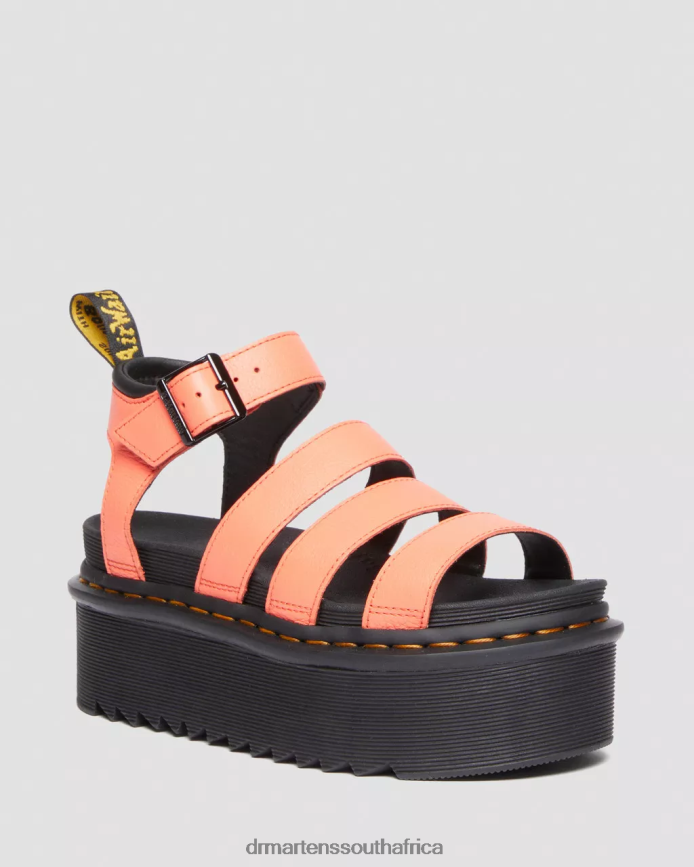 Blaire Pisa Leather Platform Strap Sandals Dr. Martens Women Footwear 2J208N264 Coral Pisa
