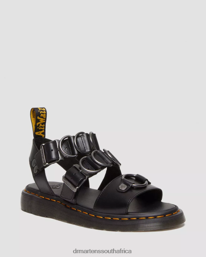 Gryphon Alternative Brando Leather Strap Sandals Dr. Martens Women Footwear 2J208N357 Black Brando