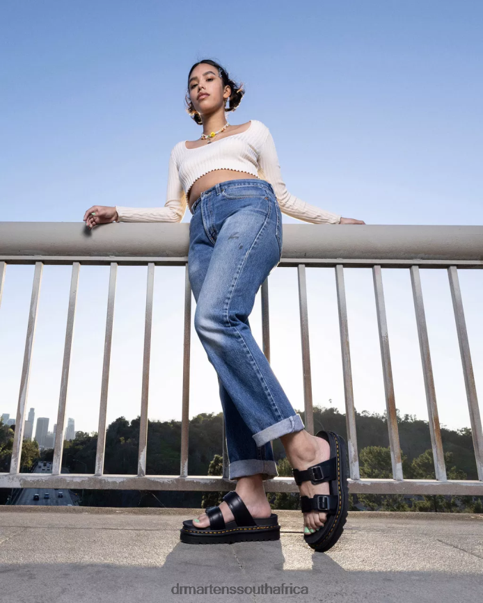 Myles Brando Leather Buckle Slide Sandals Dr. Martens Women Footwear 2J208N251 Black Brando