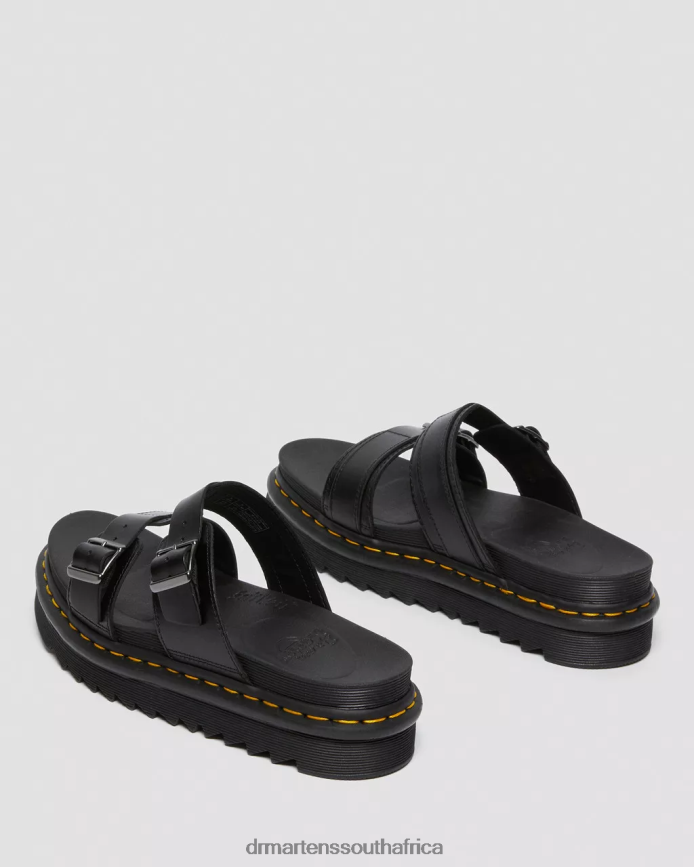 Myles Brando Leather Buckle Slide Sandals Dr. Martens Women Footwear 2J208N251 Black Brando