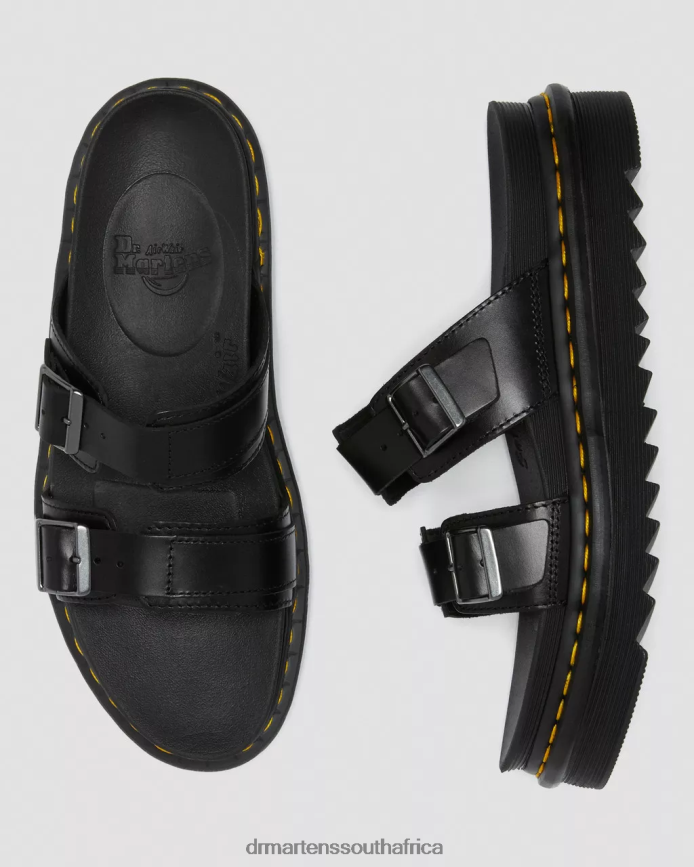 Myles Brando Leather Buckle Slide Sandals Dr. Martens Women Footwear 2J208N251 Black Brando