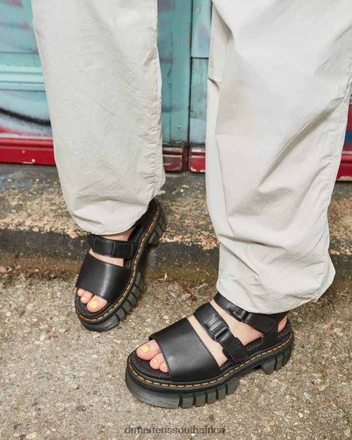 Ricki Nappa Lux Leather 3-Strap Platform Sandals Dr. Martens Women Footwear 2J208N244 Black Nappa Lux