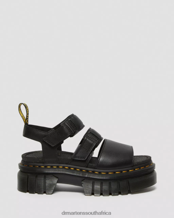 Ricki Nappa Lux Leather 3-Strap Platform Sandals Dr. Martens Women Footwear 2J208N244 Black Nappa Lux